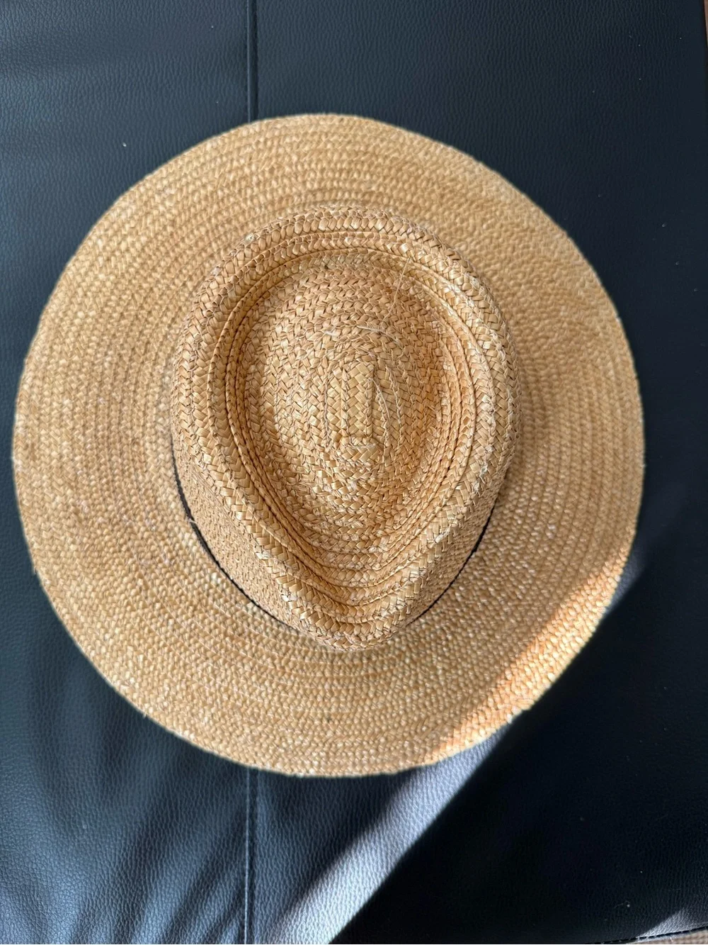 Brixton Joanna Straw Hat Black Strap Tan Small